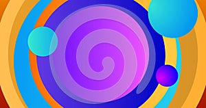 Dynamic shapes move abstract circles, and a funky, colorful bg. photo
