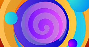 Dynamic shapes move abstract circles, and a funky, colorful bg. photo