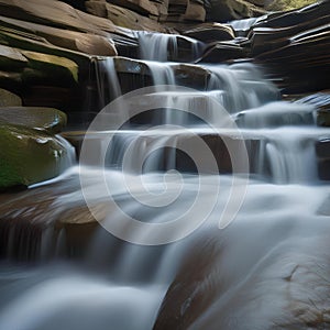 Dynamic shapes and patterns cascading down in a waterfall-like motion, creating a sense of movement1