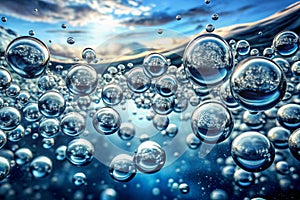 Bubbles rising in water photo