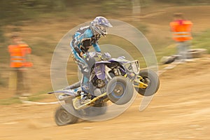 Dynamic shot of rider in the quad jump