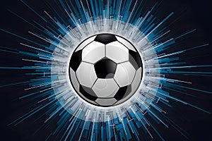 Dynamic soccer ball featured in abstract sports poster, capturing the essence of athleticism