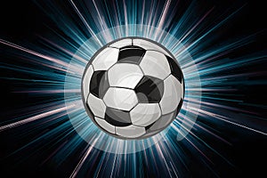 Dynamic soccer ball featured in abstract sports poster, capturing the essence of athleticism