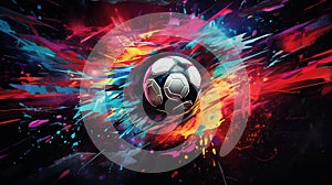 Dynamic Soccer Ball in Neon-Lit Arena