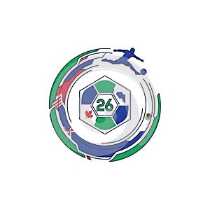 Dynamic soccer emblem with animated player