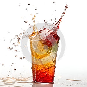 Dynamic Soft Drink Splash Isolated on White