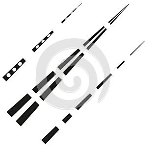 Dynamic speed lines. Abstract motion pattern. White background layout. Vector streak effect.