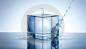 Dynamic Splash on a Melting Crystal Ice Cube