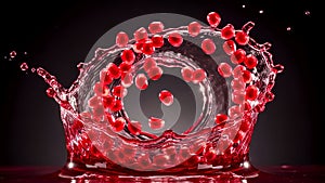Dynamic splash of red liquid