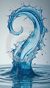 Dynamic splash of water forming a question mark