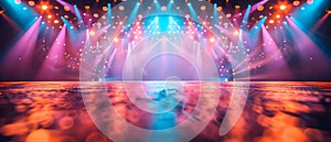 Dynamic Stage Lights in Minimalist Concert - Copy Space. Concept Minimalist Concerts, Dynamic Stage