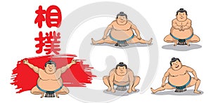 Dynamic Stances of Sumo Wrestling. photo