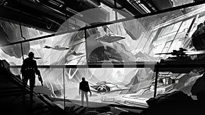 Dynamic storyboard sequence of futuristic exploration mission