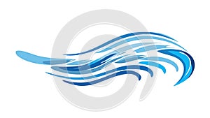 Dynamic Stylized Ocean Wave or Water Flow Icon, vector design Generative AI