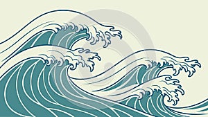 Dynamic stylized ocean waves pattern graphic design element, vector design Generative AI