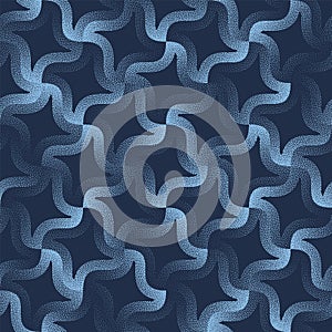 Dynamic Swirl Ornament Seamless Pattern Trend Vector Blue Abstract Background