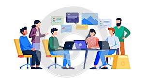 Dynamic Team Brainstorming: Collaborative Work Session, vector design Generative AI