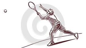 Dynamic Tennis Player Serving the Ball in Action, vector design Generative AI