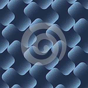 Dynamic Tilted Rippled Structure Seamless Pattern Trendy Vector Blue Abstraction