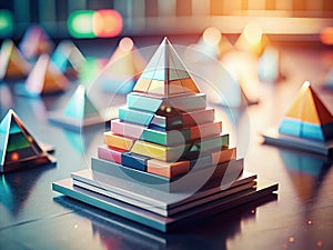 Dynamic TiltShift Pyramid Infographic Template Versatile 4List Design for Captivating Presentations and Marketing