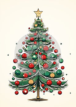 Dynamic Tree Ornaments: A Vibrant Flat Illustration Poster in An