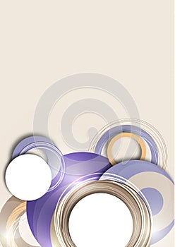 Dynamic trendy geometric abstract background. Circles, lines, round shapes, trendy colors. Modern overlapping circular shapes.