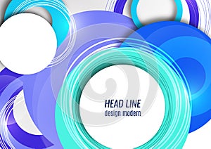 Dynamic trendy geometric abstract background. Circles, lines, round shapes, trendy colors. Modern overlapping circular shapes.