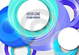 Dynamic trendy geometric abstract background. Circles, lines, round shapes, trendy colors. Modern overlapping circular shapes.