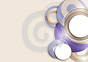 Dynamic trendy geometric abstract background. Circles, lines, round shapes, trendy colors. Modern overlapping circular shapes.