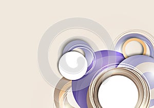 Dynamic trendy geometric abstract background. Circles, lines, round shapes, trendy colors. Modern overlapping circular shapes.