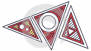Dynamic Triangular Abstract Pattern with Circular Elements, vector design Generative AI