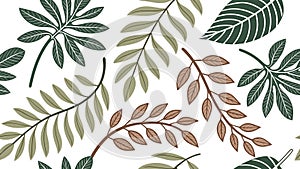 Dynamic Tropical Leaves Lush Green Botanical Pattern, vector design Generative AI