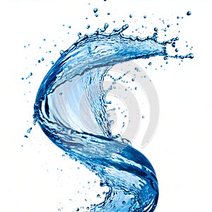 Dynamic Twisted Water Splash Isolated on White Background - Perfect for Creative and Design Projects
