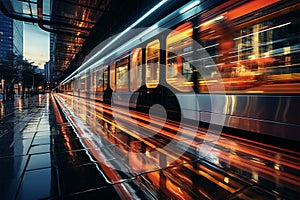 Dynamic urban commute Metros motion blur encapsulates city energy photo