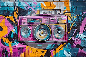 Dynamic Urban Graffiti Street Art Pattern with Vibrant Colors photo