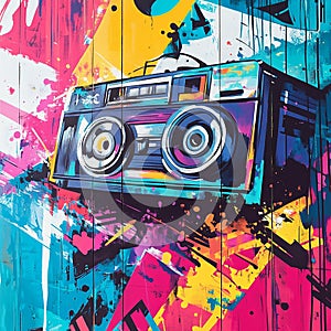 Dynamic Urban Graffiti Street Art Pattern with Vibrant Colors photo