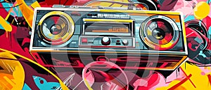 Dynamic Urban Graffiti Street Art Pattern with Vibrant Colors photo