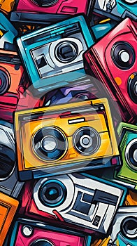 Dynamic Urban Graffiti Street Art Pattern with Vibrant Colors photo