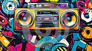Dynamic Urban Graffiti Street Art Pattern with Vibrant Colors photo