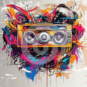 Dynamic Urban Graffiti Street Art Pattern with Vibrant Colors photo