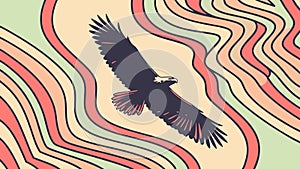 Powerful Eagle Vector, Soaring in Dynamic Abstract Wavy Lines, vector design Generative AI photo