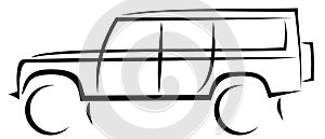 Dynamic vector illustration of a SUV 4WD car which can be used in off road conditions. Image can be used as logo or symbol of 4x4