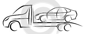 Dynamic vector illustration of a towing van