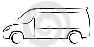 Dynamic vector illustration of a van as a logo for delivery or courier company