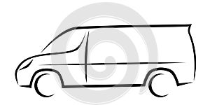 Dynamic vector illustration of a van as a logo for delivery or courier company