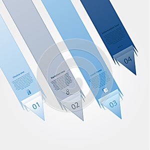 Dynamic vector template. Folded paper arrows with much space for