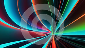 Abstract Neon Light Streaks in Dark Background