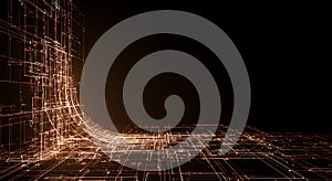 Abstract orange digital data flow background