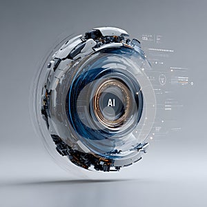 A dynamic visual representation of artificial intelligence as a glowing abstract sphere, symbolizing future data processing and