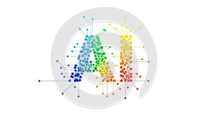 Vibrant Data Network Visualization of Artificial Intelligence Concepts and Digital Future Connectivity